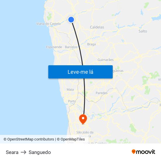 Seara to Sanguedo map