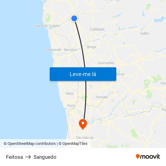 Feitosa to Sanguedo map