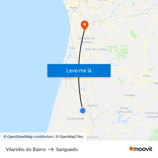 Vilarinho do Bairro to Sanguedo map