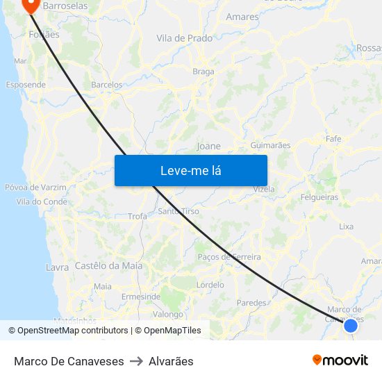 Marco De Canaveses to Alvarães map