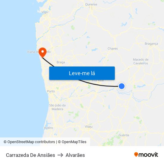 Carrazeda De Ansiães to Alvarães map