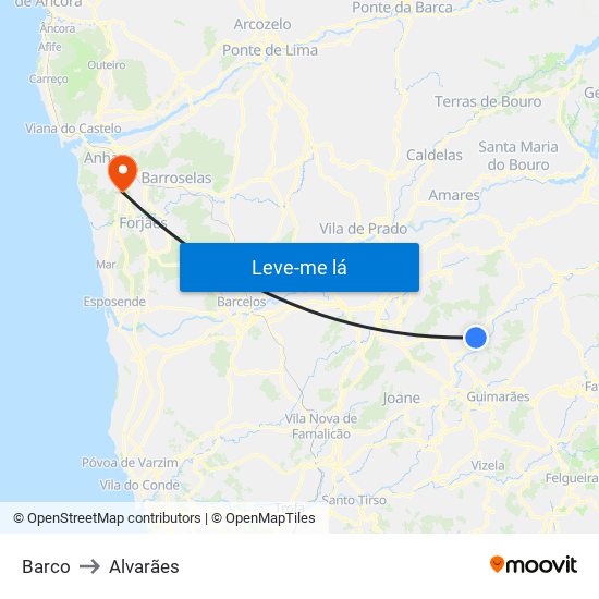 Barco to Alvarães map