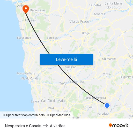 Nespereira e Casais to Alvarães map