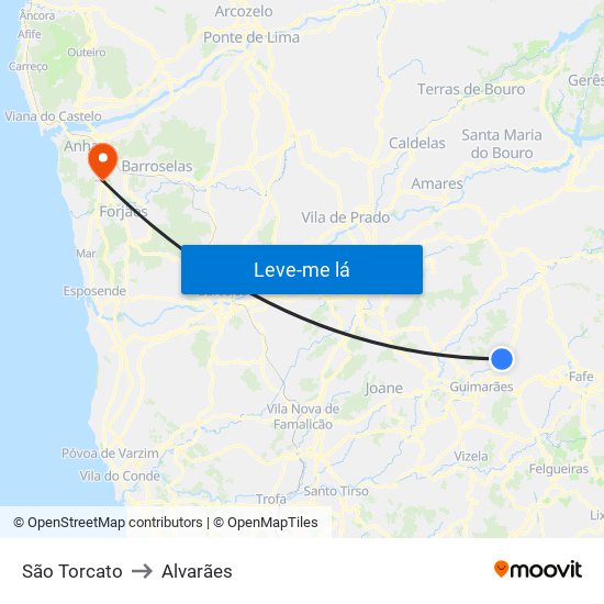 São Torcato to Alvarães map