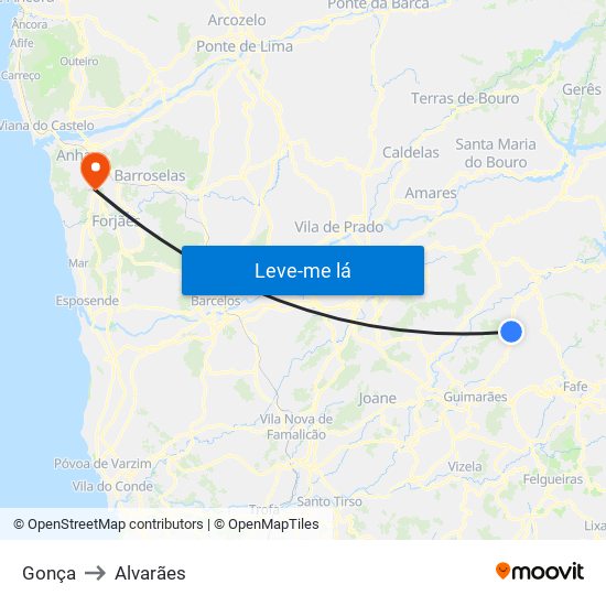 Gonça to Alvarães map