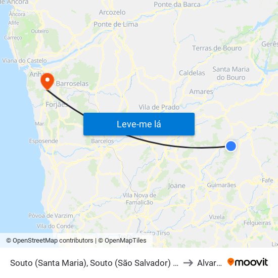 Souto (Santa Maria), Souto (São Salvador) e Gondomar to Alvarães map