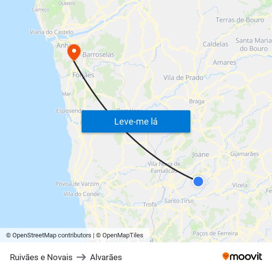 Ruivães e Novais to Alvarães map