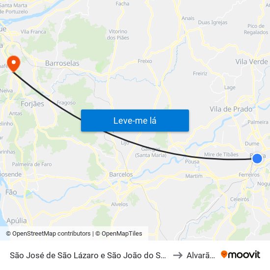 São José de São Lázaro e São João do Souto to Alvarães map