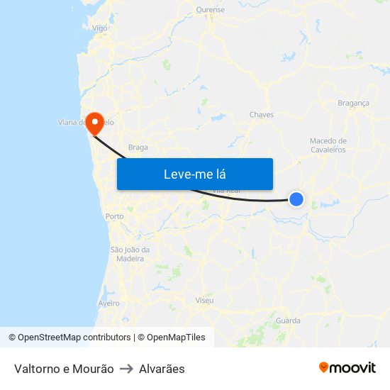 Valtorno e Mourão to Alvarães map