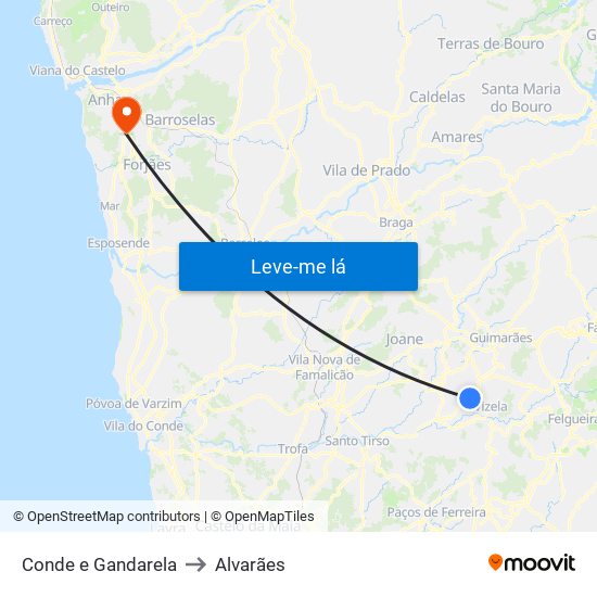 Conde e Gandarela to Alvarães map