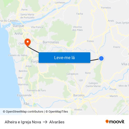 Alheira e Igreja Nova to Alvarães map