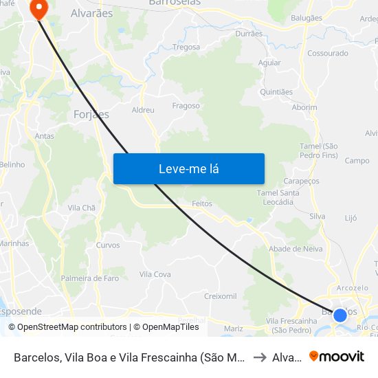 Barcelos, Vila Boa e Vila Frescainha (São Martinho e São Pedro) to Alvarães map