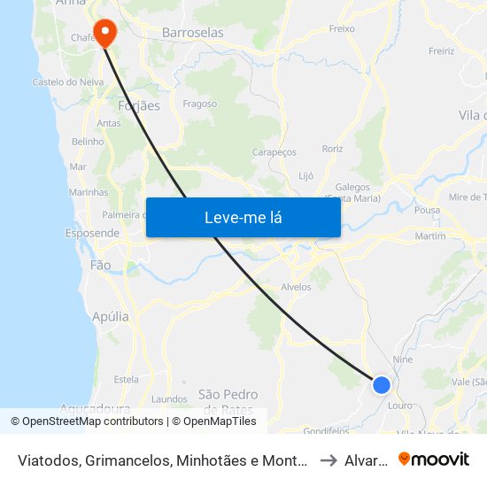 Viatodos, Grimancelos, Minhotães e Monte de Fralães to Alvarães map