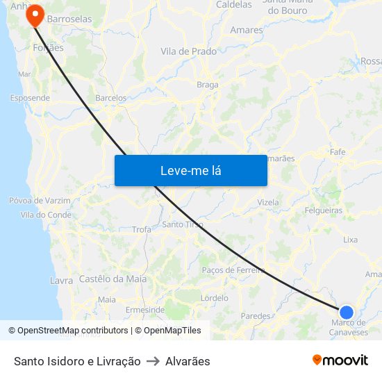 Santo Isidoro e Livração to Alvarães map