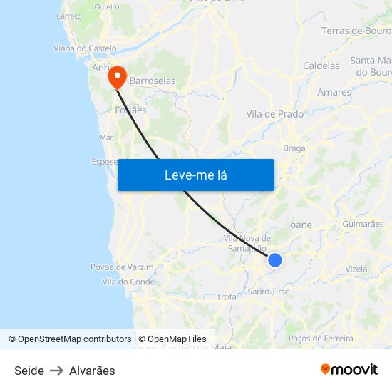 Seide to Alvarães map
