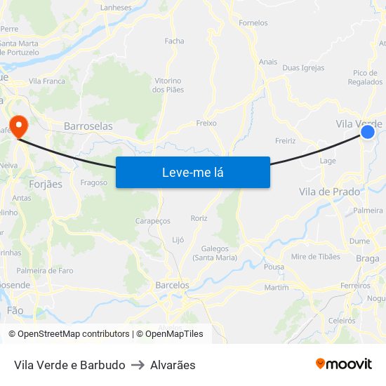 Vila Verde e Barbudo to Alvarães map
