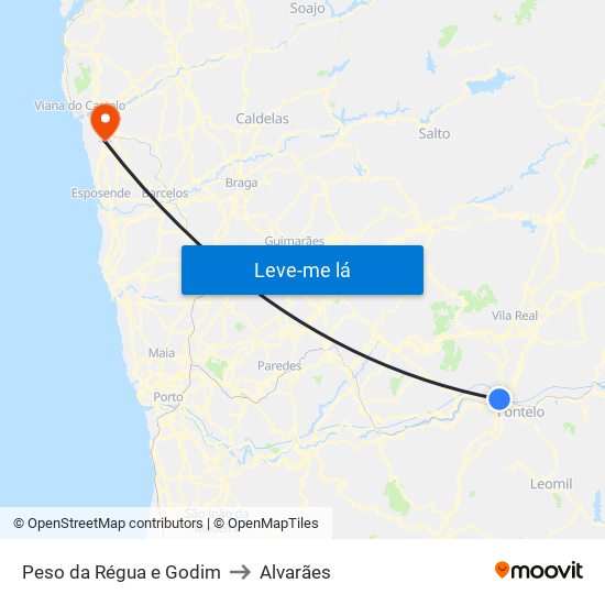 Peso da Régua e Godim to Alvarães map