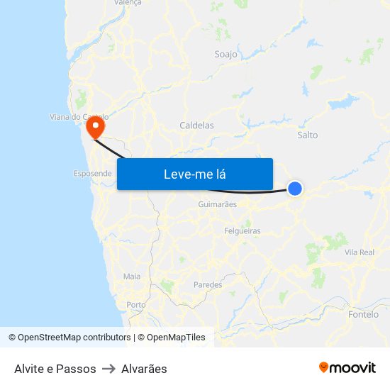 Alvite e Passos to Alvarães map