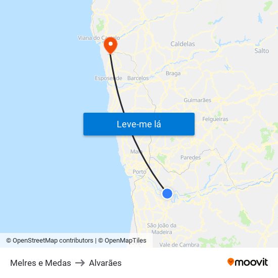 Melres e Medas to Alvarães map