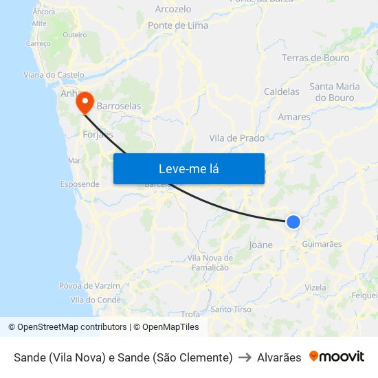 Sande (Vila Nova) e Sande (São Clemente) to Alvarães map
