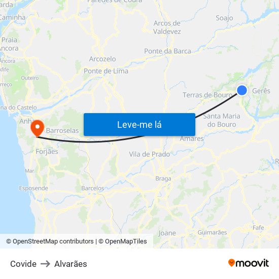 Covide to Alvarães map