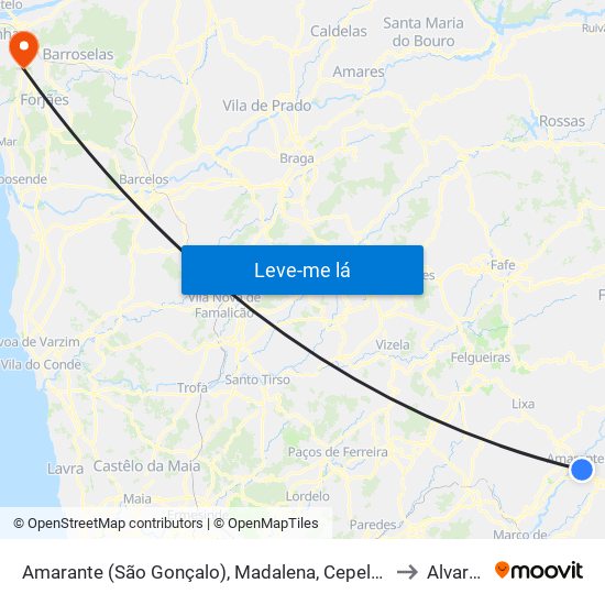Amarante (São Gonçalo), Madalena, Cepelos e Gatão to Alvarães map