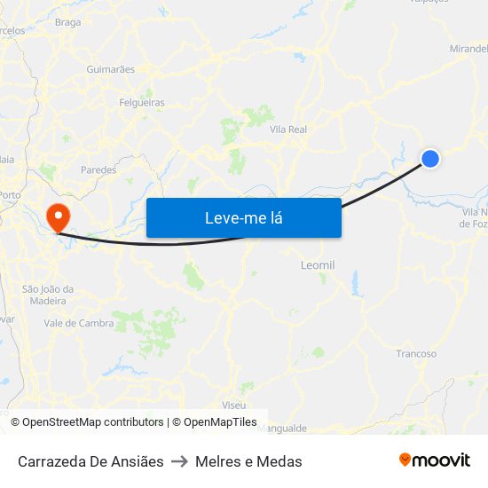 Carrazeda De Ansiães to Melres e Medas map