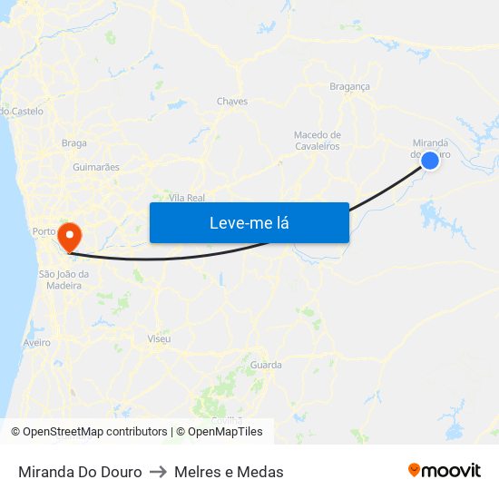 Miranda Do Douro to Melres e Medas map
