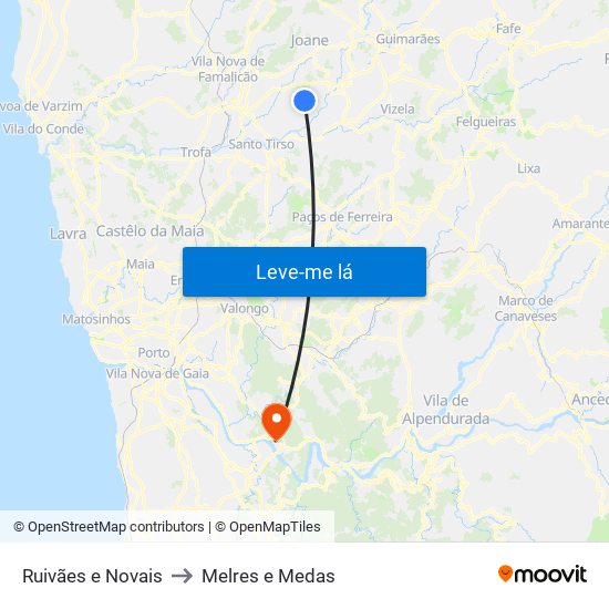 Ruivães e Novais to Melres e Medas map