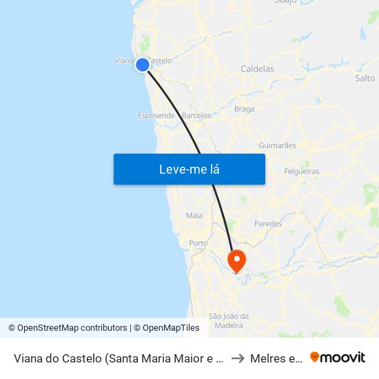 Viana do Castelo (Santa Maria Maior e Monserrate) e Meadela to Melres e Medas map