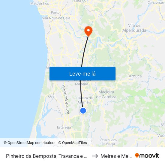Pinheiro da Bemposta, Travanca e Palmaz to Melres e Medas map