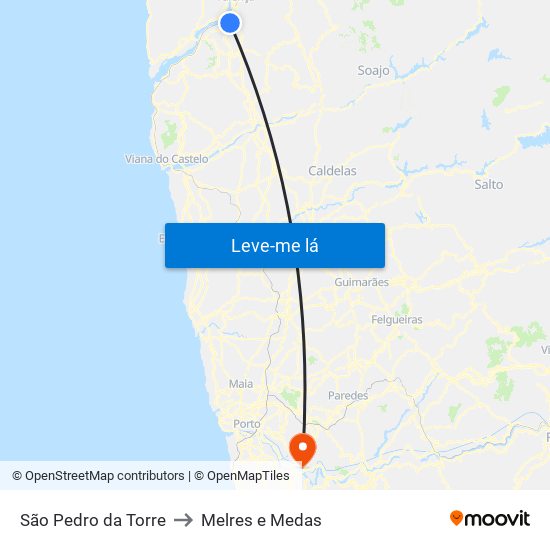 São Pedro da Torre to Melres e Medas map