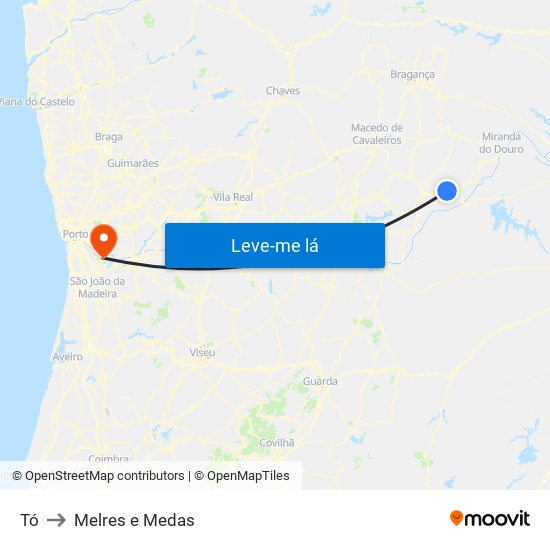 Tó to Melres e Medas map