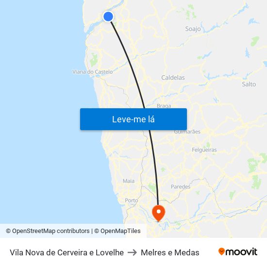 Vila Nova de Cerveira e Lovelhe to Melres e Medas map