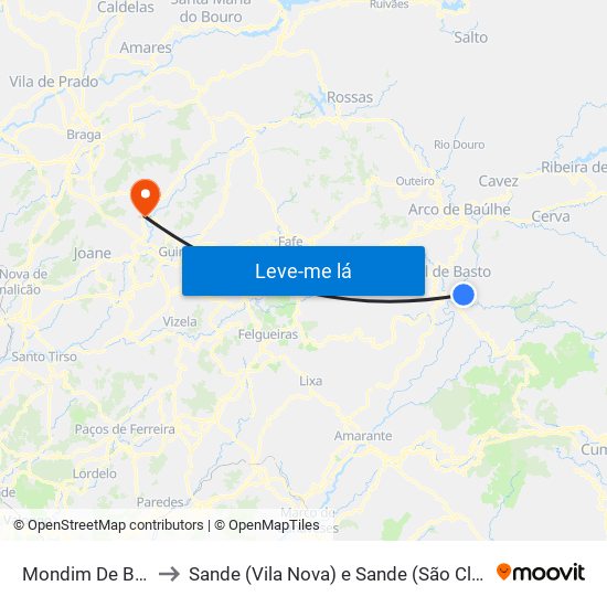 Mondim De Basto to Sande (Vila Nova) e Sande (São Clemente) map