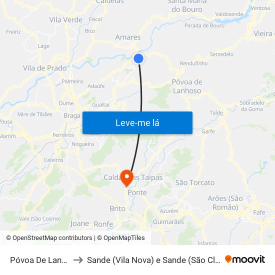 Póvoa De Lanhoso to Sande (Vila Nova) e Sande (São Clemente) map