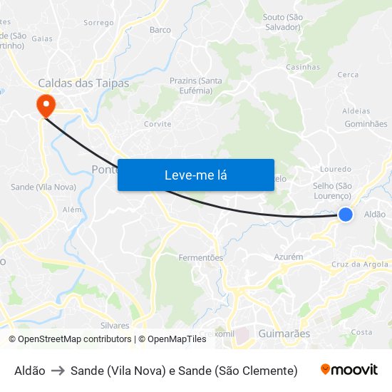 Aldão to Sande (Vila Nova) e Sande (São Clemente) map