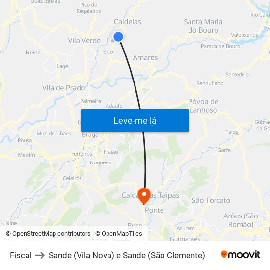 Fiscal to Sande (Vila Nova) e Sande (São Clemente) map