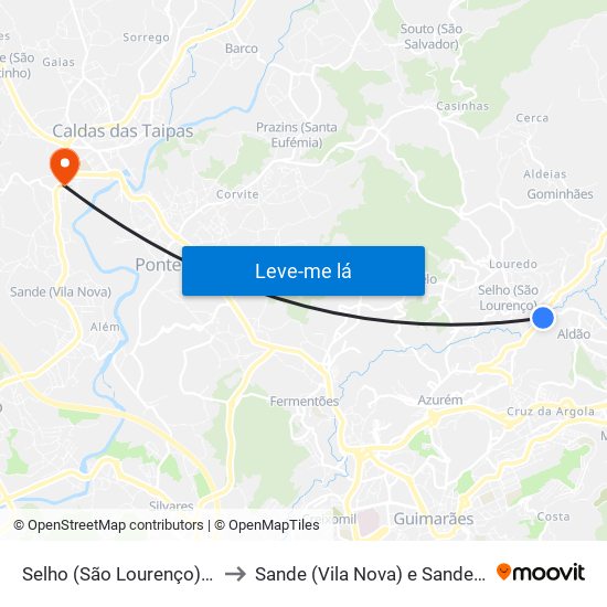 Selho (São Lourenço) e Gominhães to Sande (Vila Nova) e Sande (São Clemente) map