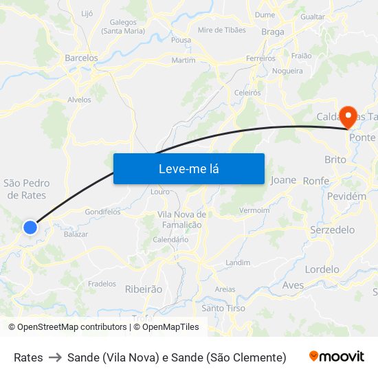 Rates to Sande (Vila Nova) e Sande (São Clemente) map