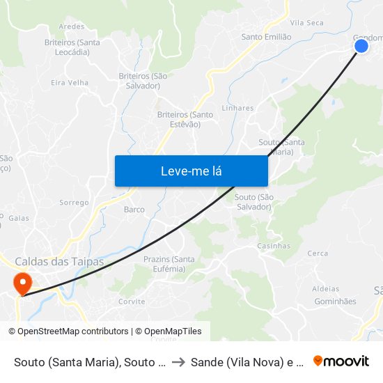 Souto (Santa Maria), Souto (São Salvador) e Gondomar to Sande (Vila Nova) e Sande (São Clemente) map