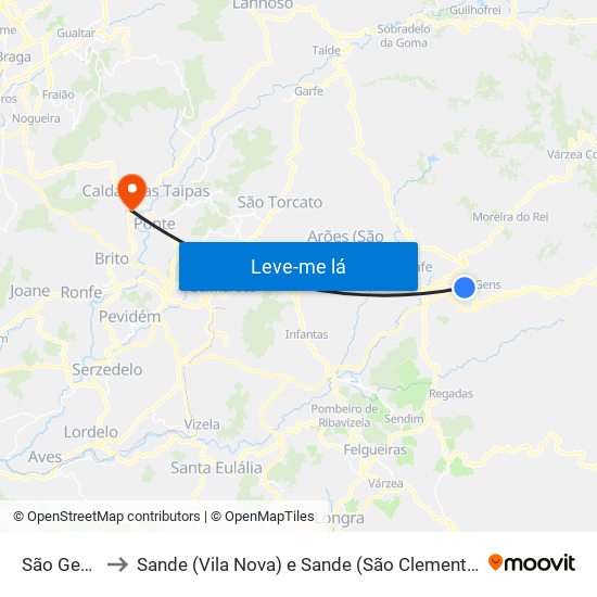 São Gens to Sande (Vila Nova) e Sande (São Clemente) map