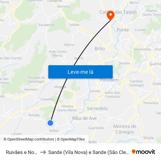 Ruivães e Novais to Sande (Vila Nova) e Sande (São Clemente) map