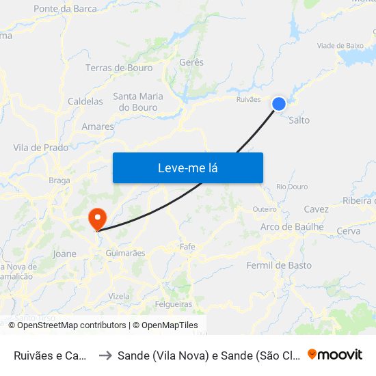 Ruivães e Campos to Sande (Vila Nova) e Sande (São Clemente) map