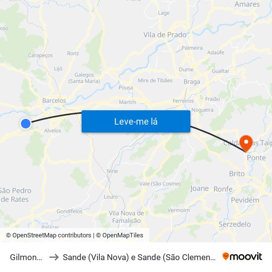 Gilmonde to Sande (Vila Nova) e Sande (São Clemente) map