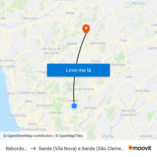 Rebordosa to Sande (Vila Nova) e Sande (São Clemente) map