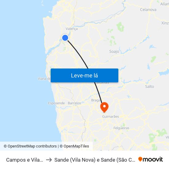 Campos e Vila Meã to Sande (Vila Nova) e Sande (São Clemente) map