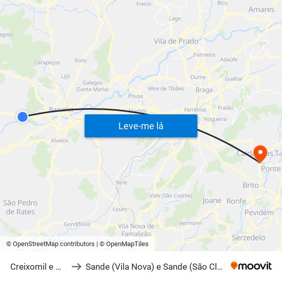 Creixomil e Mariz to Sande (Vila Nova) e Sande (São Clemente) map