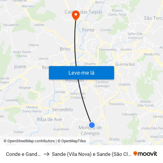Conde e Gandarela to Sande (Vila Nova) e Sande (São Clemente) map