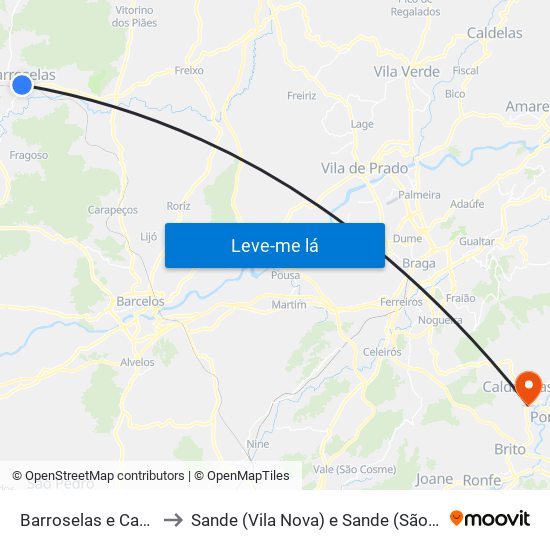 Barroselas e Carvoeiro to Sande (Vila Nova) e Sande (São Clemente) map